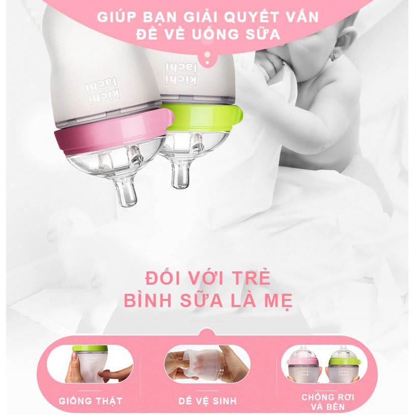 Bình bú Kichi 250ml cao cấp cổ rộng